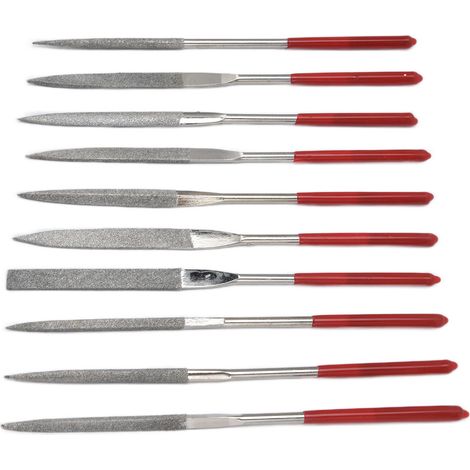 10-teiliges Nadelfeilen-Set, gehärtet, robust, langlebig, mit komfortablem Griff, praktische Schmuckfeilen, 5 x 180 mm (1/5)