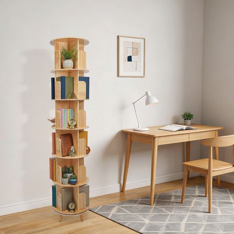 【Maison connectée】Bibliothèque pivotante à 360°, tour à livres, bibliothèque en bois massif (1/5)