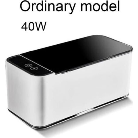 Limpiador ultrasónico plateado de 40 W, tanque de limpieza ultrasónica, lavadora para gafas, joyas, relojes y dentaduras postizas.