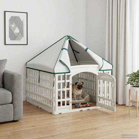 vidaXL Panneau de jeu pour chien 4 panneaux avec toit 88 x 88 x 112 cm (1/5)