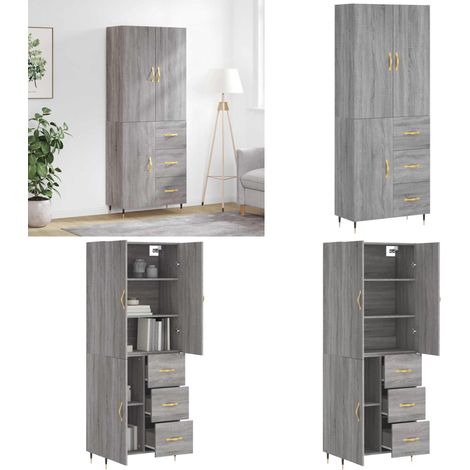 Highboard Grau Sonoma 69,5x34x180 cm Holzwerkstoff - Sideboard - Hochschrank - Wohnraumgestaltung - Grau Sonoma - Holzwerkstoffmöbel - Home & Living (1/5)