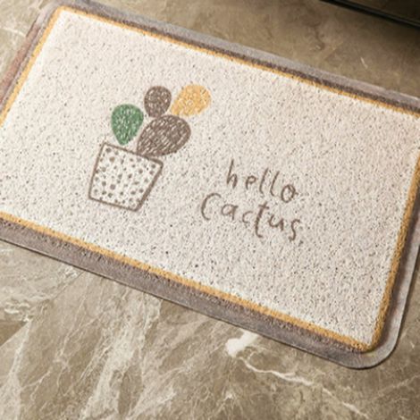 Tapis de porte en PVC résistant, stable, antidérapant et anti-poussière pour salles de bain et cuisines - Cactus - 60 x 90 cm