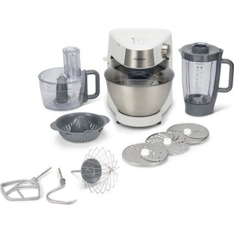 Kenwood – Robot pâtissier multifonction 1000W – Bol inox 4,3L – Kit pâtisserie avec fouet et pétrin – Blender 1,5L – Mouvement planétaire
