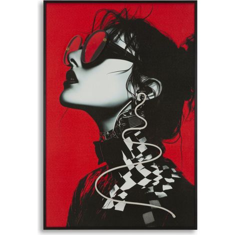 Stampa con LED su tela Psyco modello B profilo fashion rosso e nero con cornice