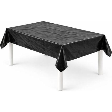 Nappe de Table Noire Jetable 137 x 274 cm Nappe Fine Effet Papier Protection de Table pour Anniversaires, Fêtes (1/5)