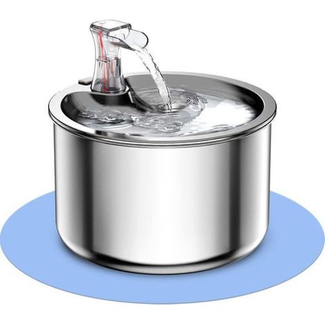 Fontaine à Eau pour Chat Chien, Distributeur Eau pour Chat Ultra Silencieux, Fontaine à Boire Automatique en Acier Inoxydable (1/4)
