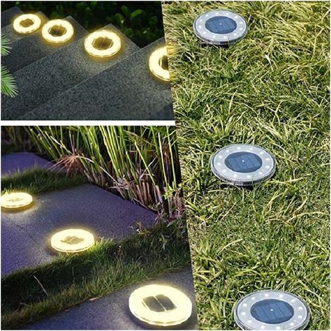 LED da giardino a energia solare con rilevatore di movimento, impermeabile IP68, luce per esterni, lampione, faretti interrati per sentieri, giardini, terrazze, cortili e prati, 2 pezzi