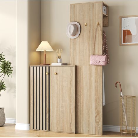 Table basse ovale 100 x 50 x 36 cm en MDF effet bois avec rangement - CHICFURN (1/5)