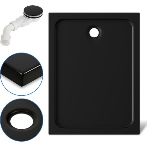 Randaco Receveur de douche extra-plat 120 x 90 cm rectangulaire noir mat avec évacuation Ø 90 mm noire (1/5)