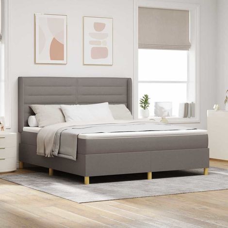 vidaXL Cama tipo Box Spring con cabecera Taupé 180 x 200 cm tela (1/5)