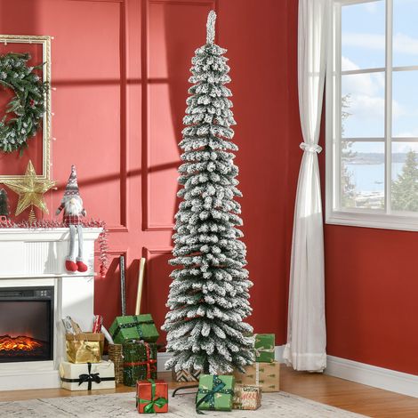 Árbol de Navidad Artificial 210 cm con Efecto Nevado con 490 Ramas Decoración Navideña para Interiores Verde (1/5)