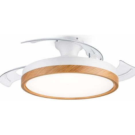 Ventilador de Techo con Luz Led POWER AIR  Aspas Retráctiles  Ø 50cm  Haya (1/4)