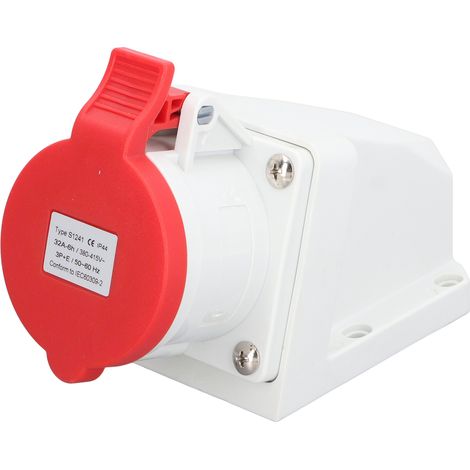 Connecteur industriel électrique 4 broches 32 A 3P+T IP44 étanche à l'eau et à la poussière 380‑Prise de surface 415 V (1/5)