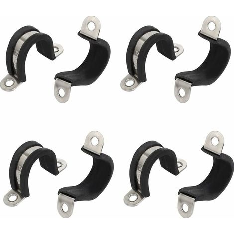 Collier de Serrage Tuyau Pince Clip Serre Joint 22mm Dia forme U bordée caoutchouc 304 acier inox Attache cable 8Pcs (1/3)