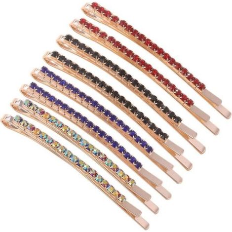 8 Pièces Pince à cheveux, Métal, Strass, Noir Bleu Rouge, Femme Fête Mariée Quotidien (1/4)