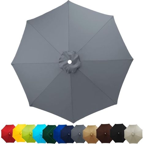 Auvent de Remplacement Baleines Toile de Rechange, Housse de Rechange pour Parasol De Jardin Terrasse Plage(Gray,2.5M/6 Arms)