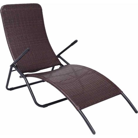 vidaXL Lettino Prendisole Pieghevole in Polyrattan Marrone (1/5)