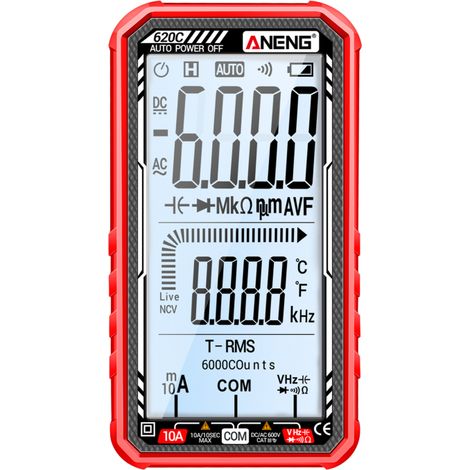 620C Multimeter, 6000 Counts, True-RMS-Tester, Transistor-Amperemeter, AC/DC-Voltmeter