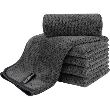 Mikrofaser Gästehandtücher Handtücher 30x50cm 6er Pack Dunkelgrau (1/5)