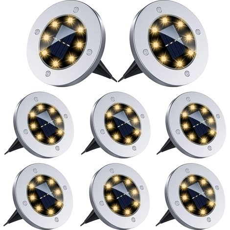 QAZQA Lampe Solaire Extérieur 8 Pièces,Lumière Solaire Extérieur Spot Solaire 8 LED Jardin Eclairage Etanche IP65 Pelouse Lumière Decorative Pour Chemin Jardin Terrace Cour Pelouse (Blanc Chaud A) (1/5)