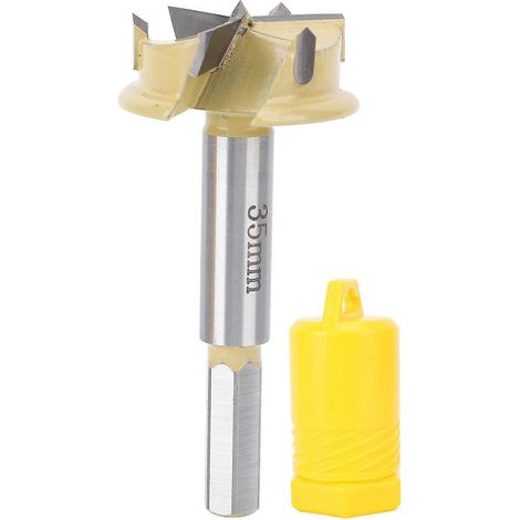 Mèche à charnières de 35 mm, queue hexagonale de 9 mm, profondeur de perçage de 10 mm, 3 dents, pour le travail du bois