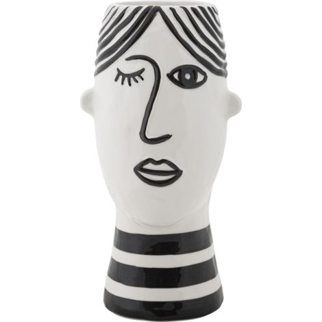 Vase Déco Visage en Porcelaine "Face" 26cm Blanc & Noir