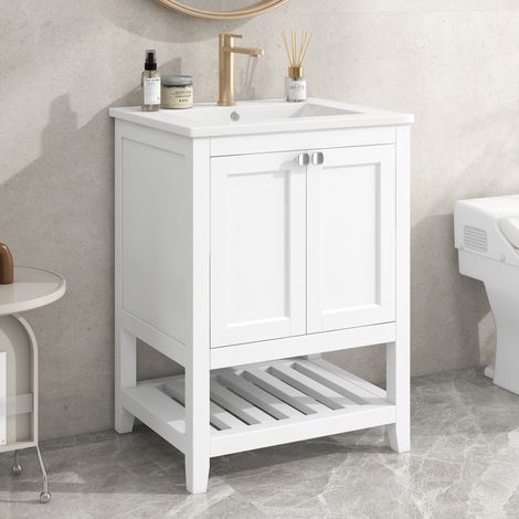 Meuble de salle de bain avec vasque 61 x 46 x 90 cm blanc HAVRYA (1/5)
