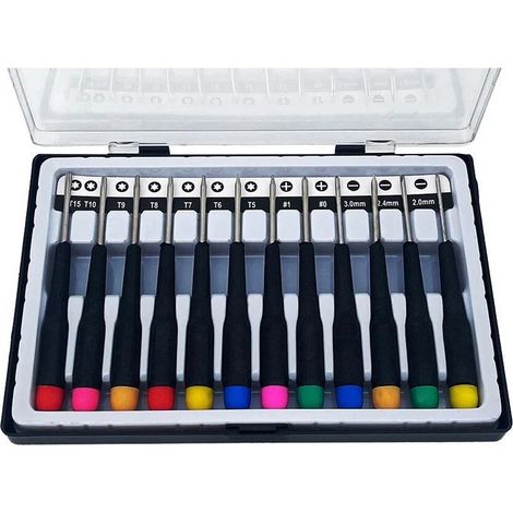 Set 12 Cacciaviti Di Precisione Punta Taglio Torx Stella Per Cellulari Orologi