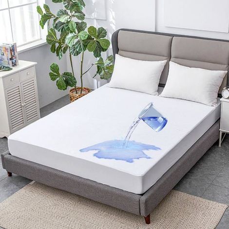 Housse de matelas imperméable - - 160x200+30 cm - Tissu éponge doux - Respirant - Lavable en machine (1/4)