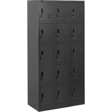 Taquilla metálica con 15 compartimentos con cerradura 200 kg acero antracita negro 140008544 (1/5)