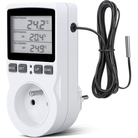 Digitaler Temperaturregler, Thermostatstecker für Heizung und Kühlung, LCD-Temperaturregler, 200–250 V für die Temperaturregelung in Bauernhäusern (1/5)