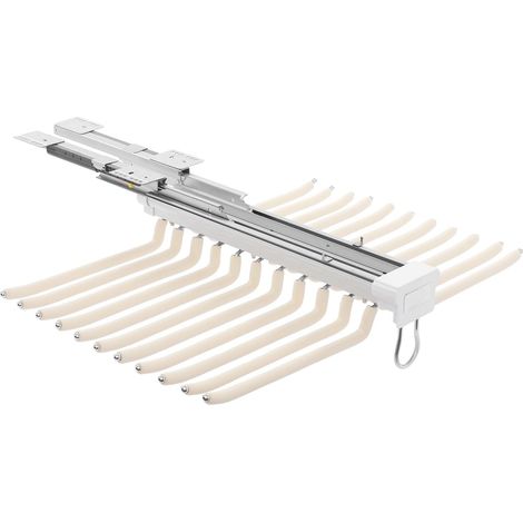 HAUTOUR Porte-pantalons à double rangée extensible - Système de porte-pantalon - Organiseur de placard peu encombrant - 22 tringles - Poignée ergonomique - Pour armoires de salle de bain (1/5)
