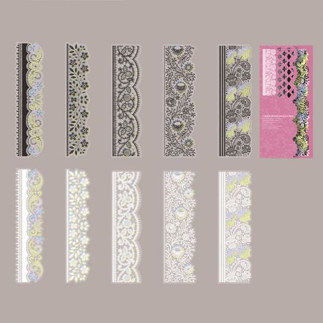 Lot de 10 autocollants décoratifs vintage naturels en dentelle, motif nuage et vague, pour scrapbooking, album, carnet. (1/5)