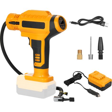 20V Akku-Luftkompressor, 150 PSI, mit digitalem Manometer und 12V-Adapter, wiederaufladbarer Akku — (Schwarz)