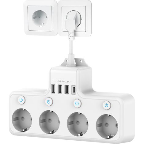 Standard-Euro-Bürostecker, kurzes Kabel, 4-polige USB-Steckdosenleiste, deutsche Standard-Multifunktionssteckdosenleiste (1/5)