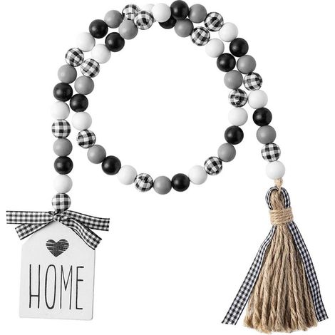 Guirlande De Perles En Bois - Corde En Chanvre Naturel Avec Pompon - Décoration Rustique Pour Intérieur Et Extérieur - 2 Pièces (1/5)
