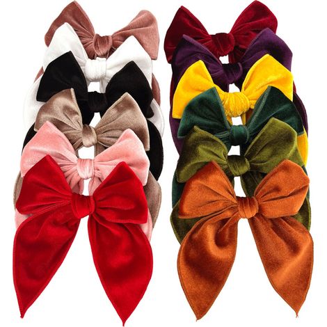 Conjunto de 12 colores, borde bordado, horquilla con lazo grande, accesorios para el cabello para bebés y niñas pequeñas, hechos de franela de algodón y lino, 12 colores (1/5)