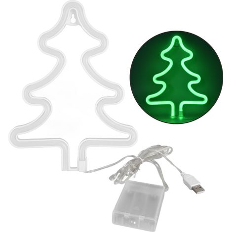 Enseigne lumineuse LED arbre de Noël vert, stable et unique - Idéale pour chambre, bar ou fête, éclairage néon décoratif.