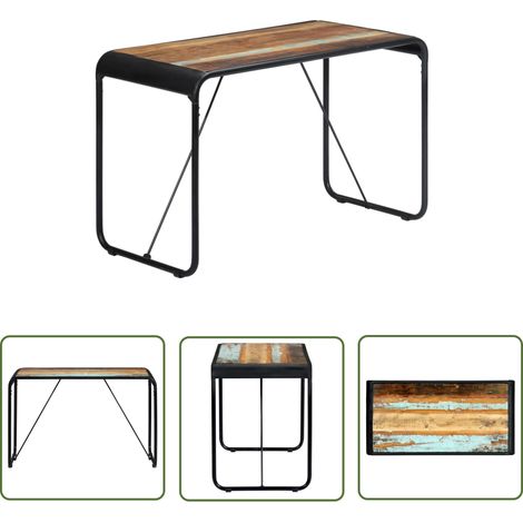 The Living Store Table de salle à manger 118x60x76cm Bois de récupération massif - Table À Manger - Table Vintage - Table Industriel - Table Design - Meubles Rustique (1/5)