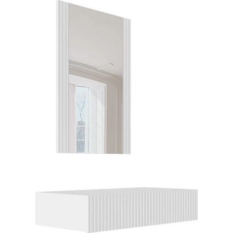 Mirjan24 – Coiffeuse blanche avec miroir – Dimensions 97x80x42cm – Stratifié et MDF – 1 tiroir pour rangement pratique (1/5)
