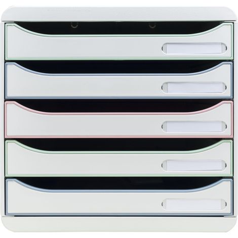 Exacompta - Rif. 309303D - BIG BOX PLUS Autentik - Cassettiera 5 cassetti per documenti A4+ - Dimensioni esterne: Prof. 34,7 x 27,8 x 27,1 cm - Assortiti (1/4)
