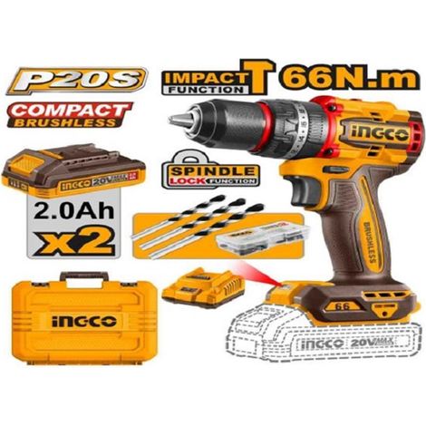 Perceuse visseuse à percussion - P20S 20V 66NM STARTER PACK 2.0 Ah + 3 forets (1/2)