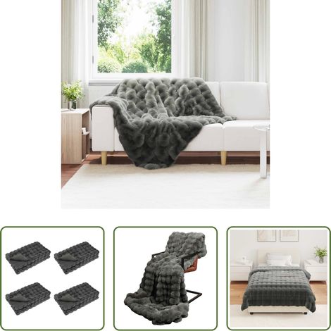 Kunstfell Decke - Rutschfeste Kunstfell Decke Olite 4 pcs Dunkelgrau 130 x 150 cm (1/5)
