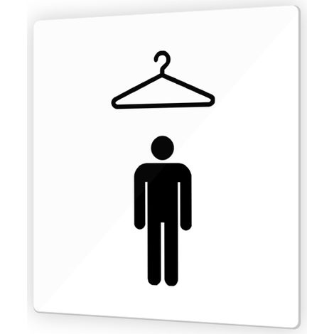 Pictogramme panneau signalétique format 9 x 9 cm en Plexi Picto Noir - Modèle Vestiaires Hommes (1/3)