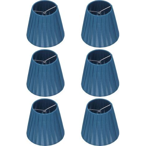 Lampenschirm, 6-teiliges Lampenschirmset, 3,5", 5,1", 5,5", blau, zum Aufclipsen, gute Lichtdurchlässigkeit, für kleine Kronleuchter A, B, C, F, P (1/5)