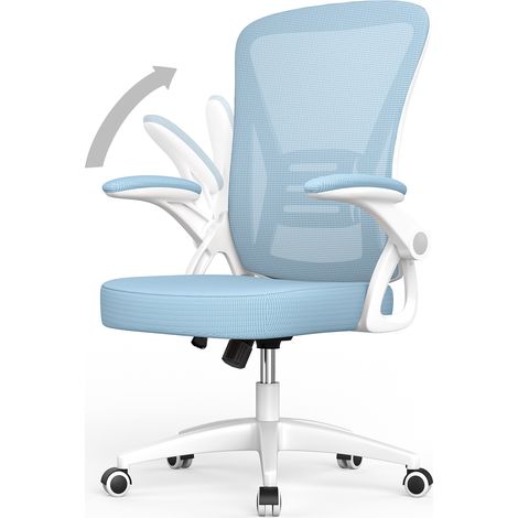 Rattantree Chaise de bureau - Fauteuil de bureau Ergonomique - avec accoudoirs rabattables à 90° - réglable en hauteur 41-51 cm - Base pivotante 360°- housse en maille respirante - Capacité 150 kg - B