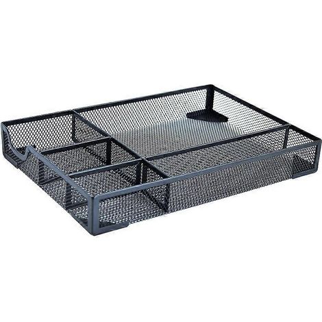 Organiseur de bureau en maille métallique (1 pièce), organisateur de bureau gain de place (noir) (1/5)