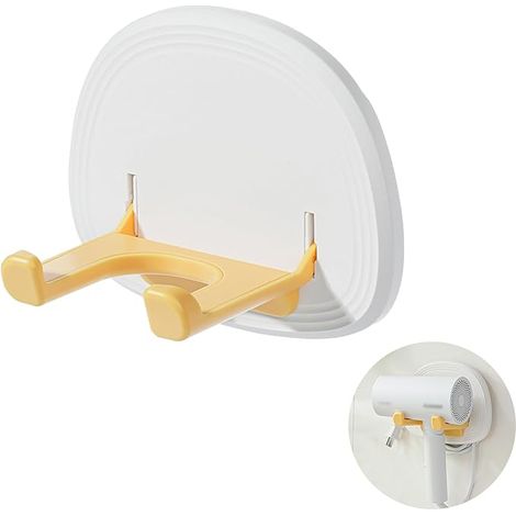 SHINING HOUSE Haartrockner-Halter, faltbarer, wandmontierter Haartrockner-Halter, nicht perforierter Haartrockner-Halter, Haartrockner-Aufbewahrungsaufkleber, Haartrockner-Halter für Badezimmer und To (1/5)