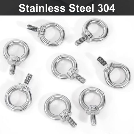 Boulons à Oeil M5 Anneau de Levage Boulon à œil Anneaux Filetage Vis en Acier Inoxydable 304 pour Fixer des Suspendus Relier 8 Pièces (1/4)