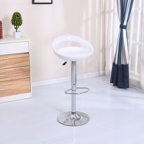 Hofuton Lot de 8 Contemporain en Plastique Hauteur Réglable Tabouret de Bar avec Dos Arrondi et Base Chromée, Métal, ABS, Blanc (1/4)